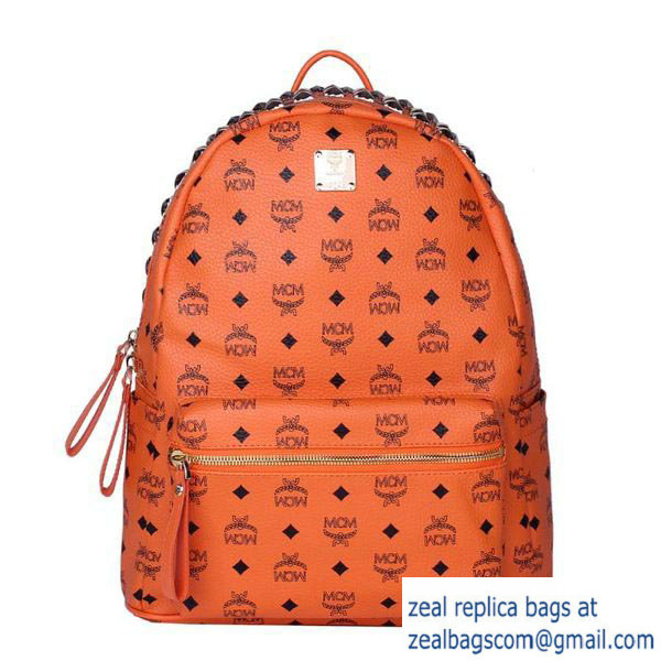 High Quality Replica Hot Sale MCM Medium Top Studs Backpack MC4232 Orange - Click Image to Close